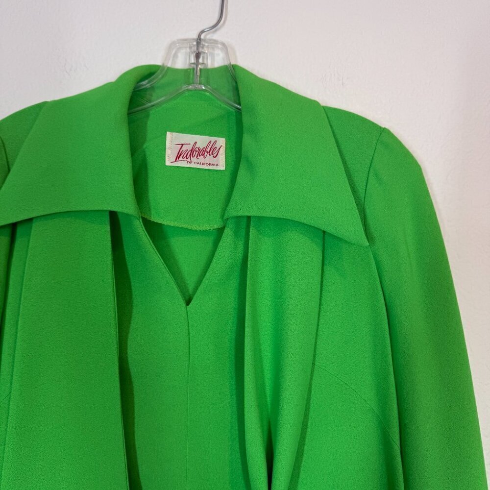 Vintage Indorables of California 60s Pants Suit Set Bright Green Retro Medium - Picture 7 of 14